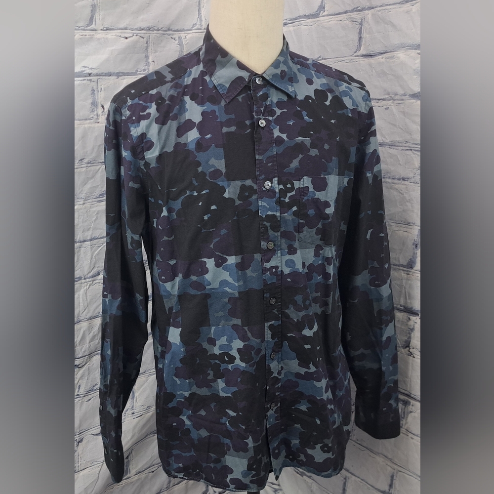 Burberry Men's Alden Multi Camo Button Down Trim Fit Sport Shirt Camo $425 XL - Picture 10 of 13